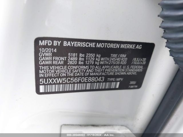 Photo 8 VIN: 5UXXW5C56F0E88043 - BMW X4 