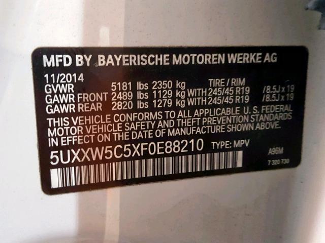 Photo 9 VIN: 5UXXW5C5XF0E88210 - BMW X4 XDRIVE3 