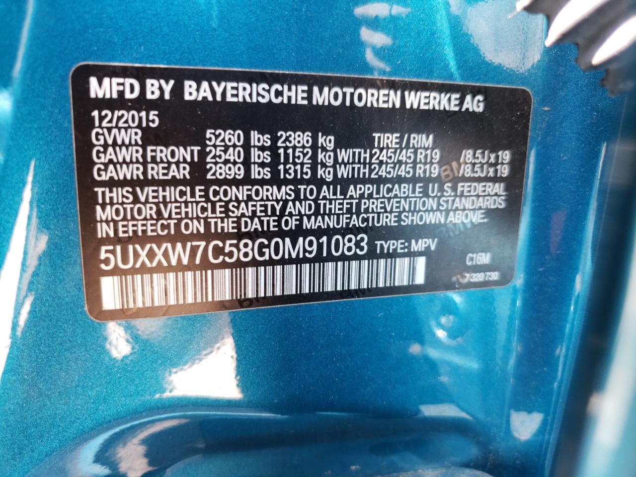 Photo 12 VIN: 5UXXW7C58G0M91083 - BMW X4 