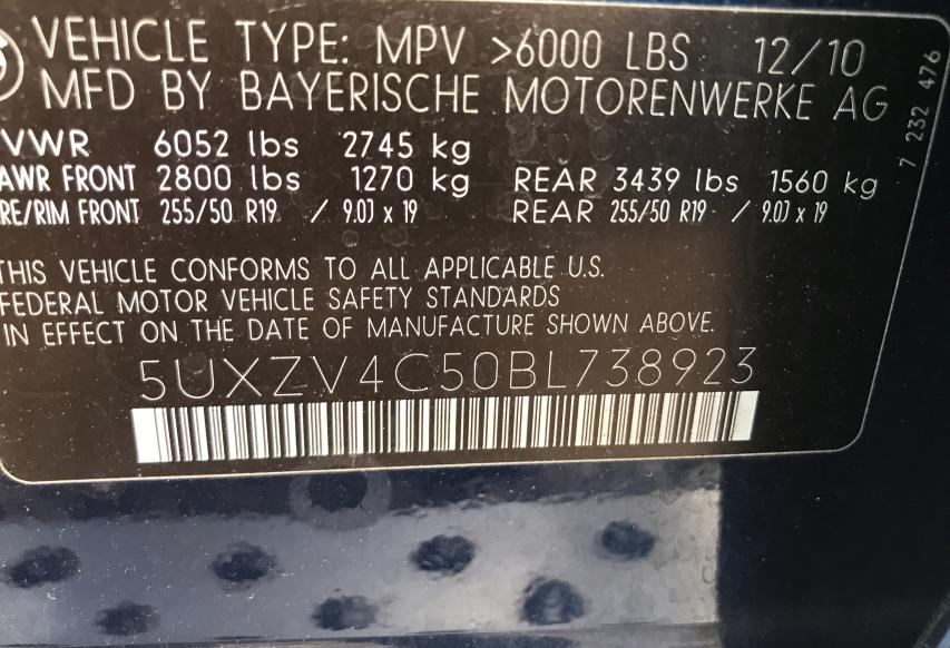 Photo 9 VIN: 5UXZV4C50BL738923 - BMW X5 XDRIVE3 