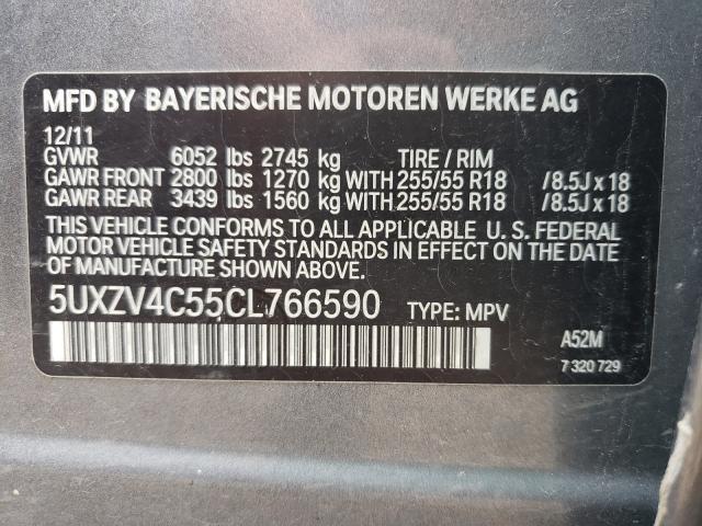 Photo 9 VIN: 5UXZV4C55CL766590 - BMW X5 XDRIVE3 