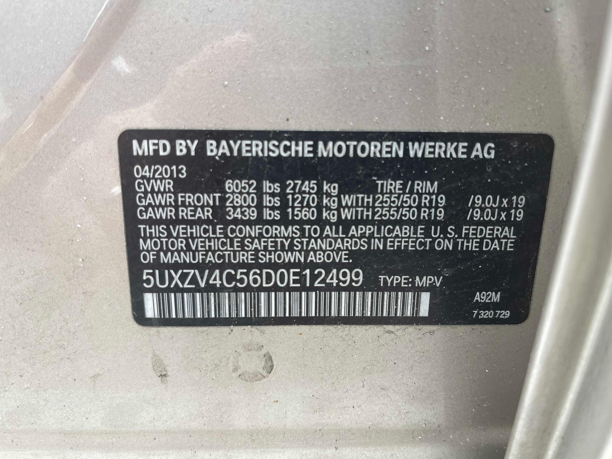 Photo 9 VIN: 5UXZV4C56D0E12499 - BMW X5 XDRIVE3 