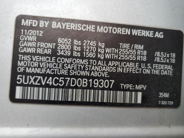 Photo 12 VIN: 5UXZV4C57D0B19307 - BMW X5 XDRIVE3 