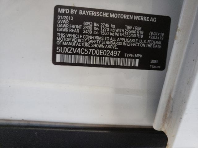 Photo 9 VIN: 5UXZV4C57D0E02497 - BMW X5 XDRIVE3 