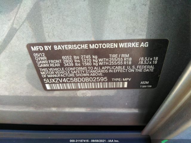 Photo 8 VIN: 5UXZV4C58D0B02595 - BMW X5 