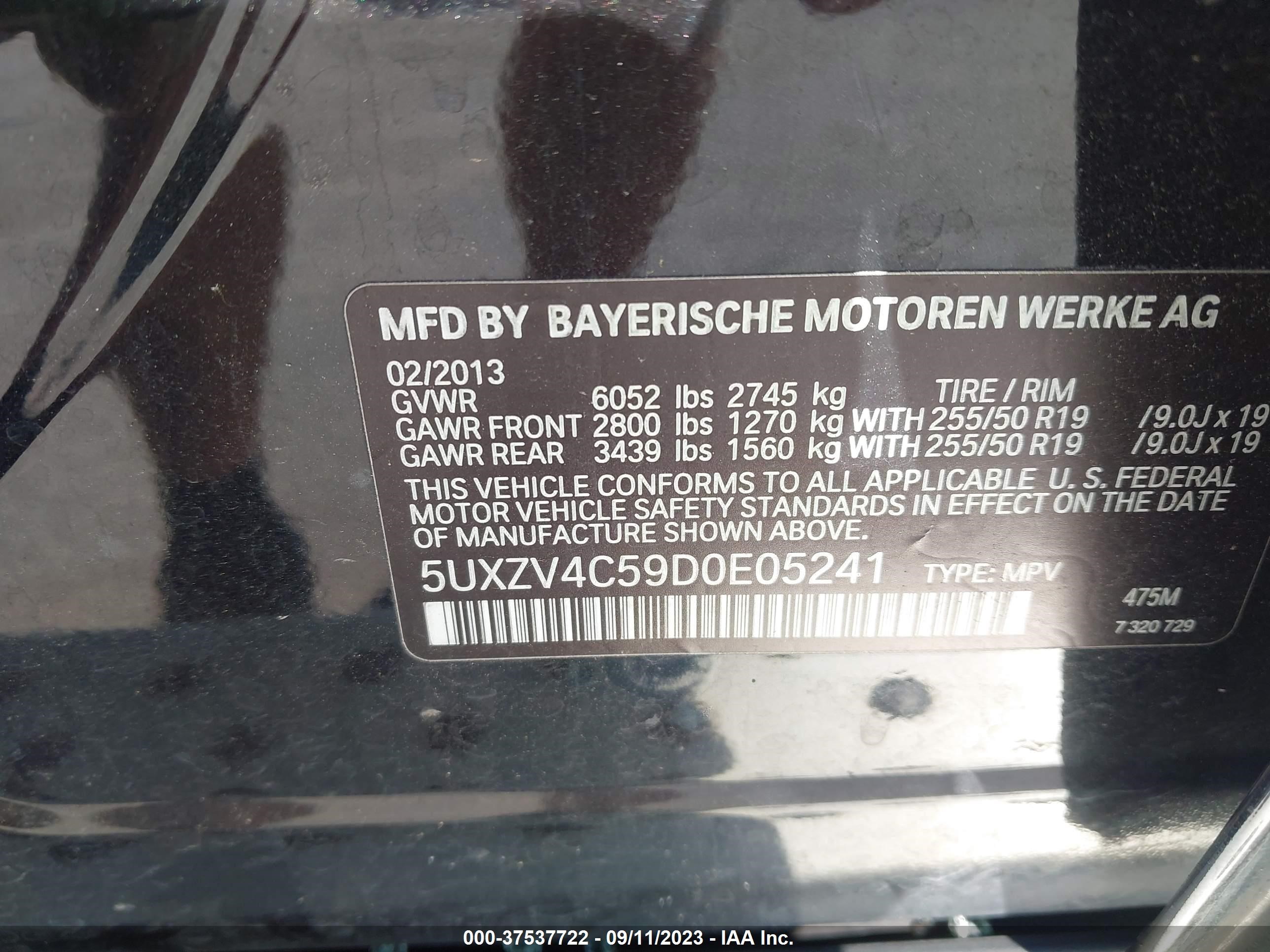 Photo 8 VIN: 5UXZV4C59D0E05241 - BMW X5 