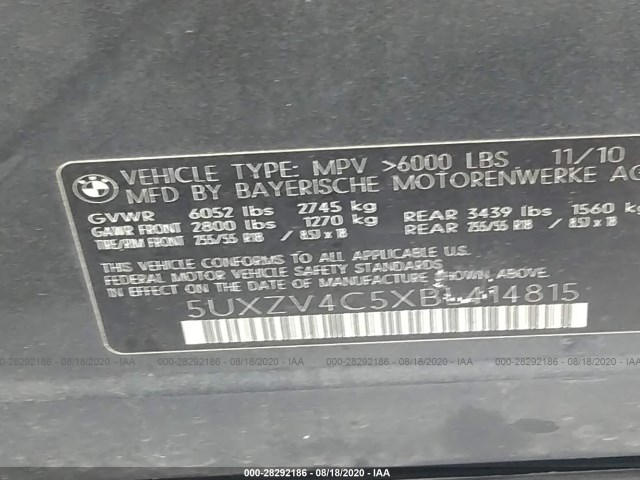 Photo 8 VIN: 5UXZV4C5XBL414815 - BMW X5 