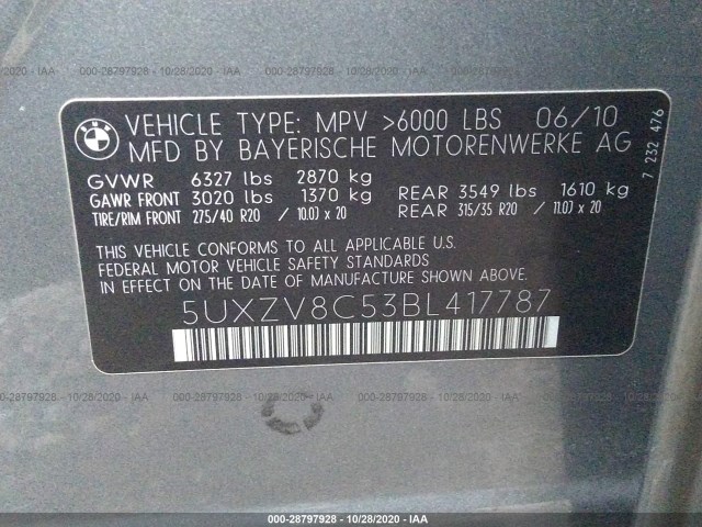 Photo 8 VIN: 5UXZV8C53BL417787 - BMW X5 