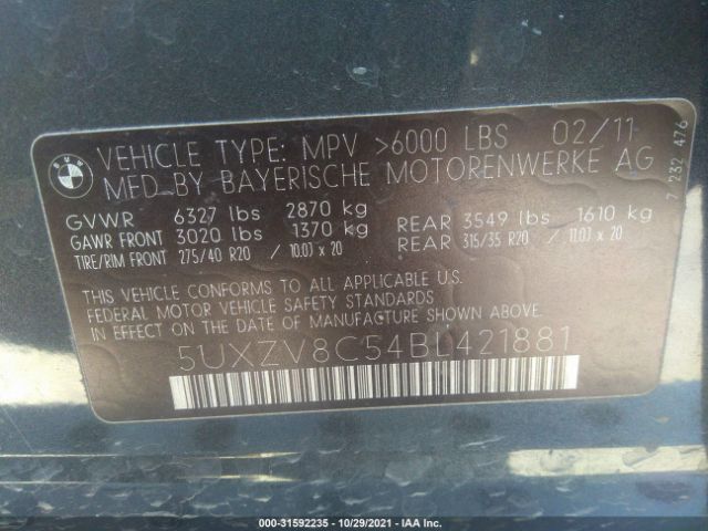 Photo 8 VIN: 5UXZV8C54BL421881 - BMW X5 