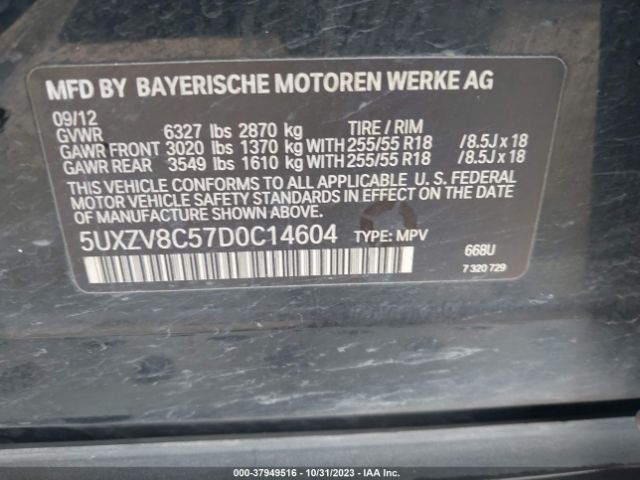 Photo 8 VIN: 5UXZV8C57D0C14604 - BMW X5 