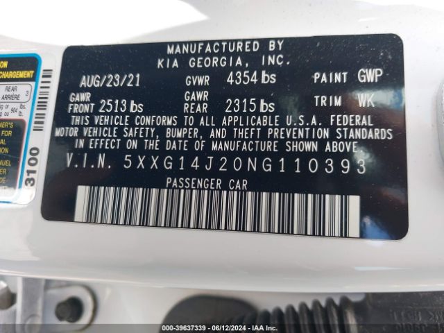 Photo 8 VIN: 5XXG14J20NG110393 - KIA K5 