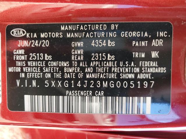 Photo 11 VIN: 5XXG14J23MG005197 - KIA K5 LXS 