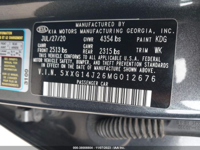 Photo 8 VIN: 5XXG14J26MG012676 - KIA K5 