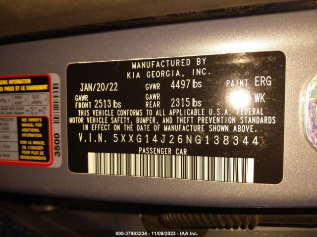 Photo 8 VIN: 5XXG14J26NG138344 - KIA K5 