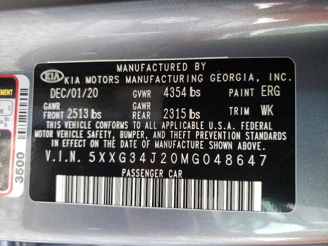 Photo 9 VIN: 5XXG34J20MG048647 - KIA K5 EX 