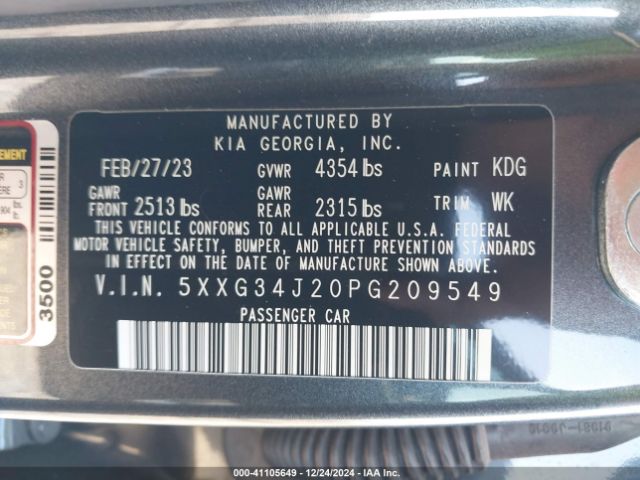 Photo 8 VIN: 5XXG34J20PG209549 - KIA K5 
