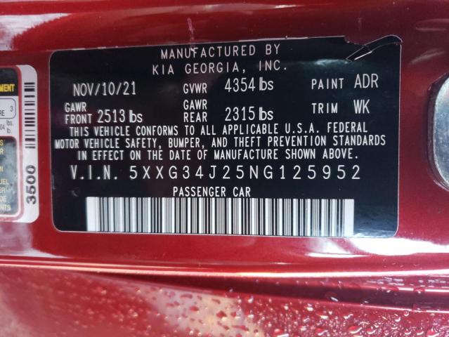 Photo 12 VIN: 5XXG34J25NG125952 - KIA K5 