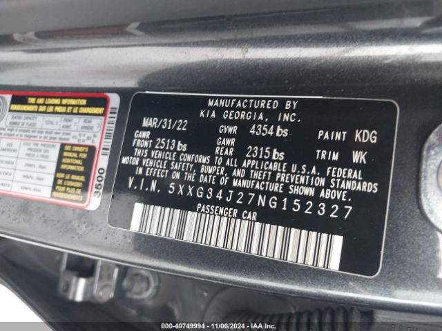 Photo 8 VIN: 5XXG34J27NG152327 - KIA K5 