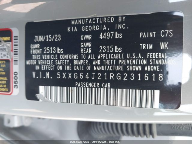 Photo 8 VIN: 5XXG64J21RG231618 - KIA K5 