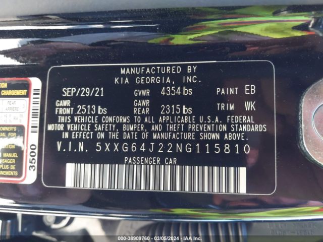 Photo 8 VIN: 5XXG64J22NG115810 - KIA K5 