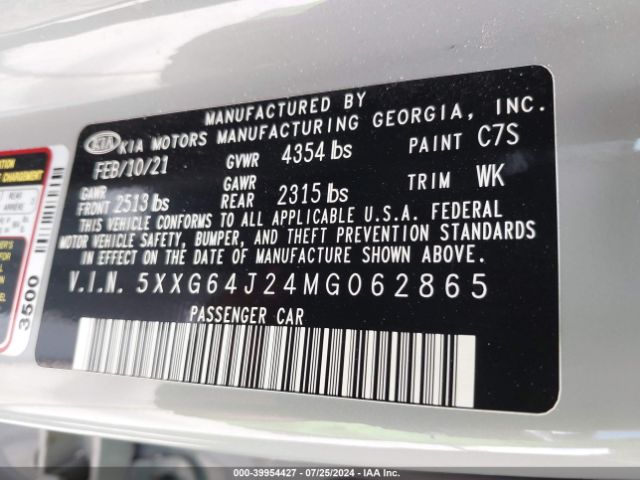 Photo 8 VIN: 5XXG64J24MG062865 - KIA K5 