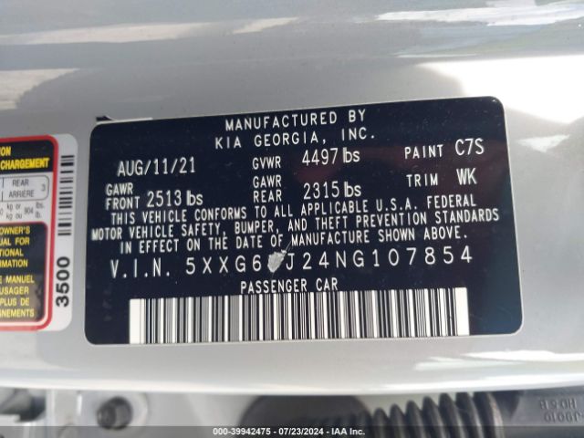 Photo 8 VIN: 5XXG64J24NG107854 - KIA K5 