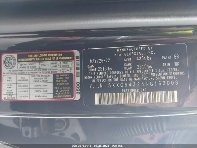 Photo 8 VIN: 5XXG64J24NG163003 - KIA K5 