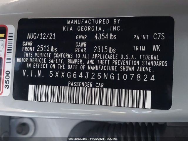 Photo 8 VIN: 5XXG64J26NG107824 - KIA K5 