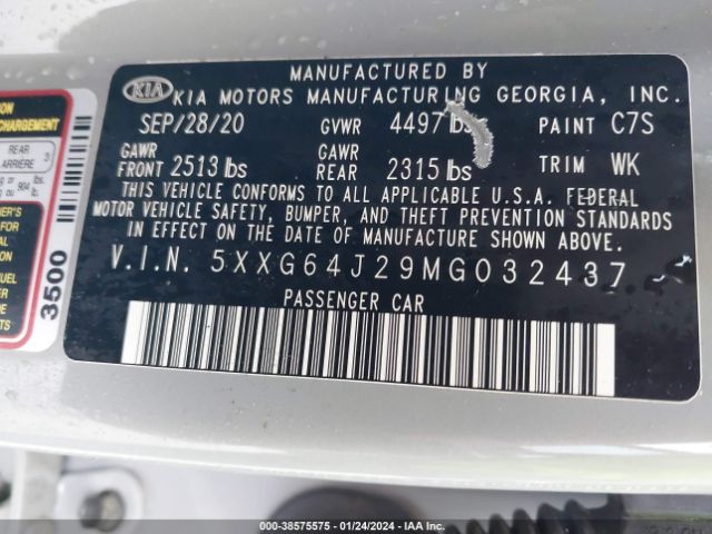 Photo 8 VIN: 5XXG64J29MG032437 - KIA K5 