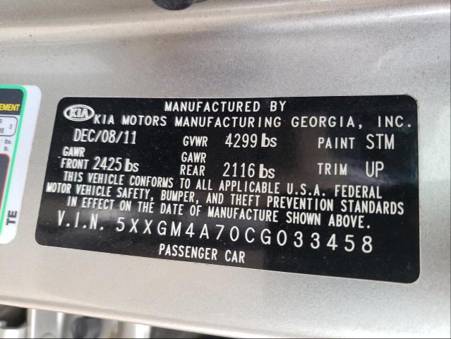 Photo 9 VIN: 5XXGM4A70CG033458 - KIA OPTIMA LX 