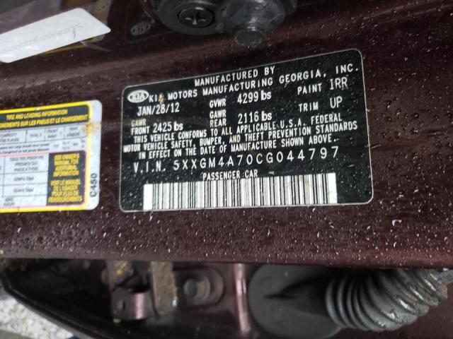 Photo 9 VIN: 5XXGM4A70CG044797 - KIA OPTIMA LX 