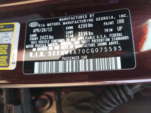 Photo 9 VIN: 5XXGM4A70CG075595 - KIA OPTIMA LX 