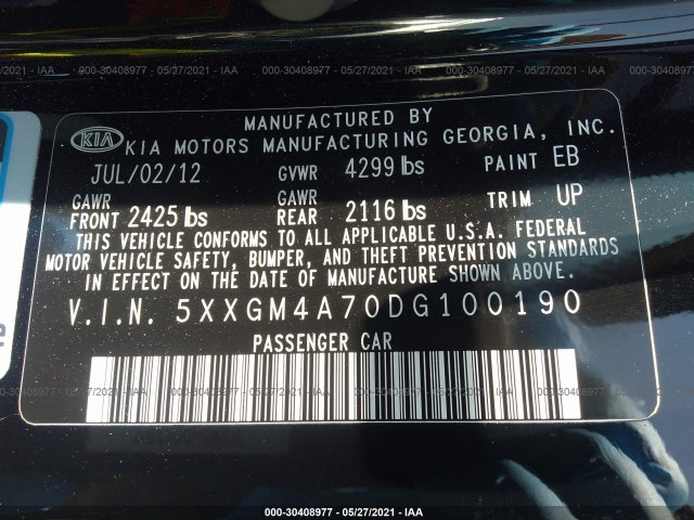 Photo 8 VIN: 5XXGM4A70DG100190 - KIA OPTIMA 