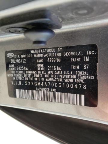 Photo 9 VIN: 5XXGM4A70DG100478 - KIA OPTIMA LX 