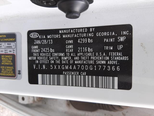 Photo 9 VIN: 5XXGM4A70DG177366 - KIA OPTIMA LX 