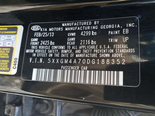 Photo 9 VIN: 5XXGM4A70DG188352 - KIA OPTIMA LX 