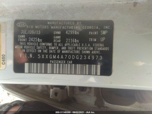 Photo 8 VIN: 5XXGM4A70DG234973 - KIA OPTIMA 