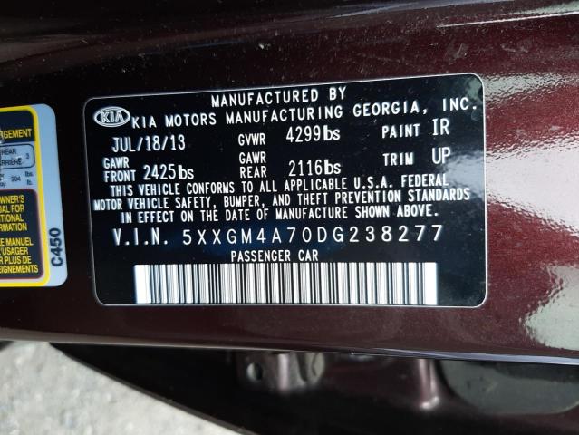 Photo 9 VIN: 5XXGM4A70DG238277 - KIA OPTIMA LX 