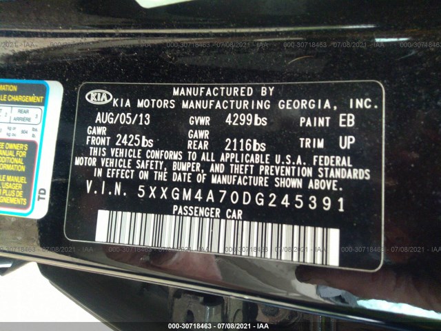 Photo 8 VIN: 5XXGM4A70DG245391 - KIA OPTIMA 