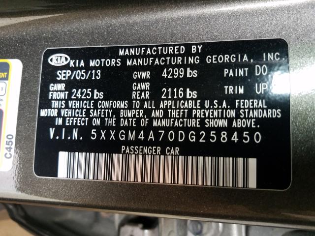 Photo 9 VIN: 5XXGM4A70DG258450 - KIA OPTIMA LX 