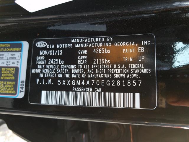 Photo 9 VIN: 5XXGM4A70EG281857 - KIA OPTIMA LX 