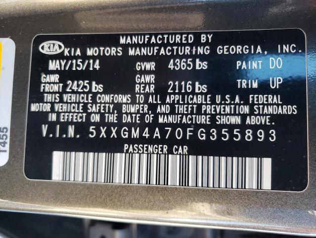 Photo 11 VIN: 5XXGM4A70FG355893 - KIA OPTIMA LX 