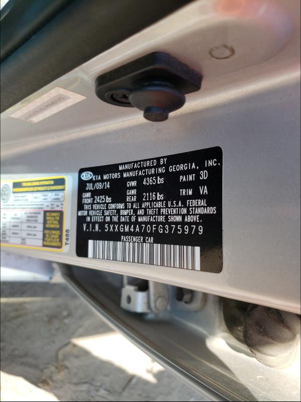 Photo 9 VIN: 5XXGM4A70FG375979 - KIA OPTIMA LX 