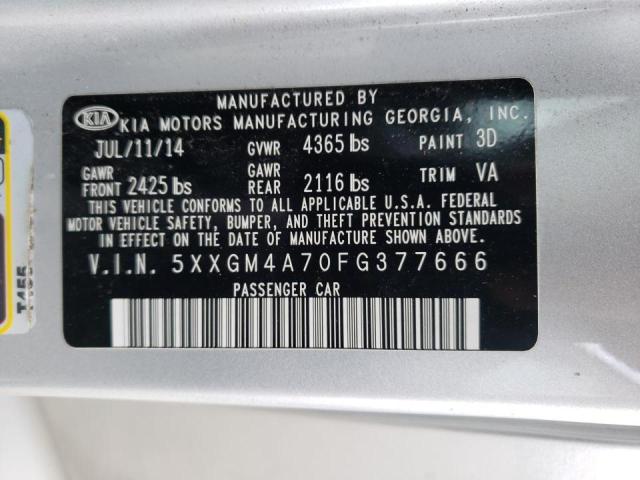 Photo 9 VIN: 5XXGM4A70FG377666 - KIA OPTIMA LX 