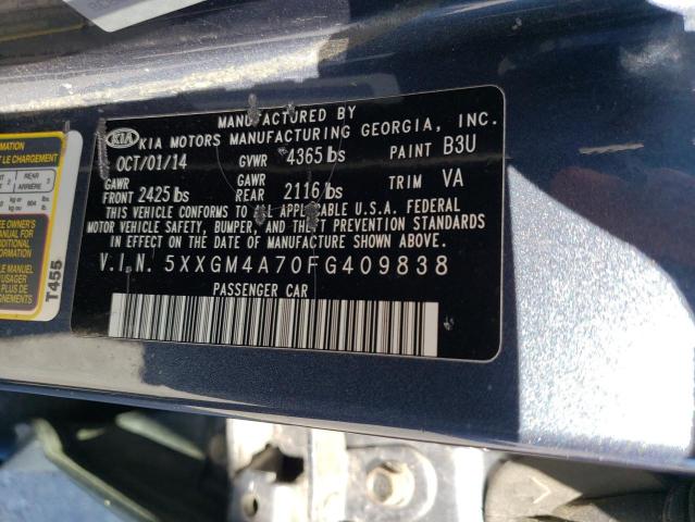 Photo 9 VIN: 5XXGM4A70FG409838 - KIA OPTIMA LX 