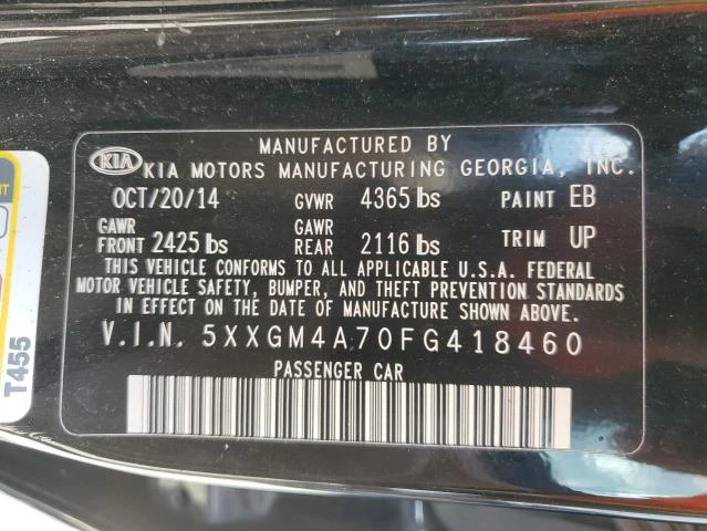 Photo 11 VIN: 5XXGM4A70FG418460 - KIA OPTIMA LX 