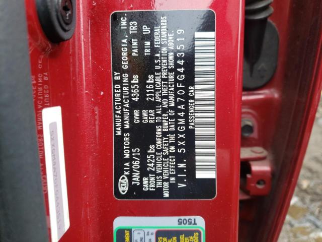 Photo 11 VIN: 5XXGM4A70FG443519 - KIA OPTIMA LX 