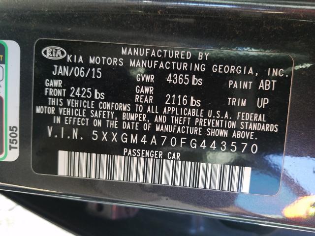 Photo 9 VIN: 5XXGM4A70FG443570 - KIA OPTIMA LX 