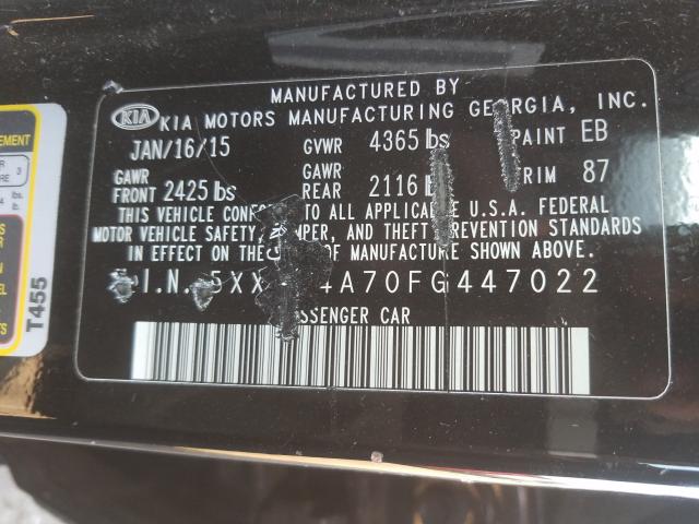 Photo 9 VIN: 5XXGM4A70FG447022 - KIA OPTIMA LX 