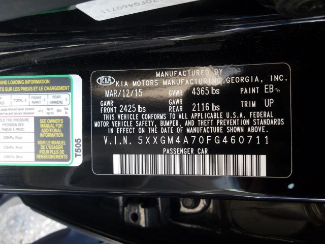 Photo 9 VIN: 5XXGM4A70FG460711 - KIA OPTIMA LX 